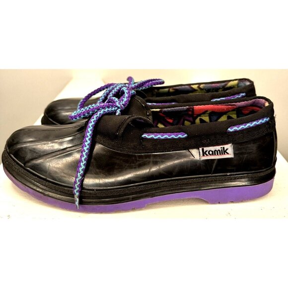 Kamik Womens Boots Duck Bootie Lined Lace Up Snow Mud Rain Black Purple Size 8 - Picture 4 of 10